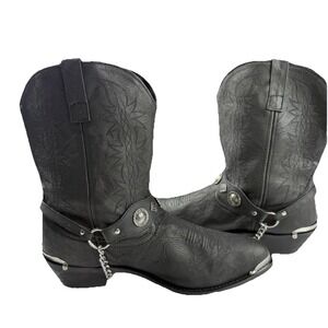 Dingo Mens Suiter Cowboy Boots Leather Black 14D